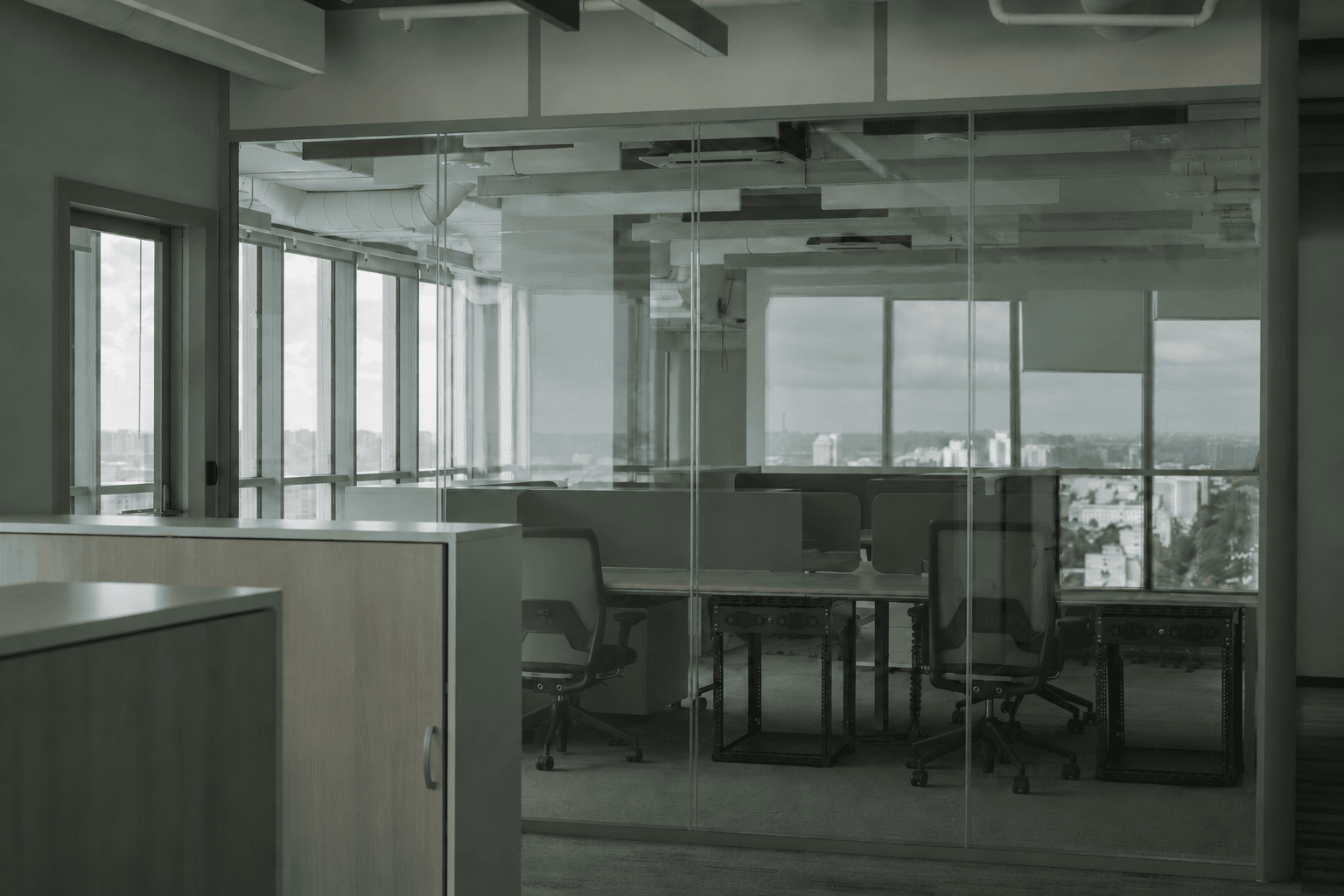 Secure server rack inside a professional office