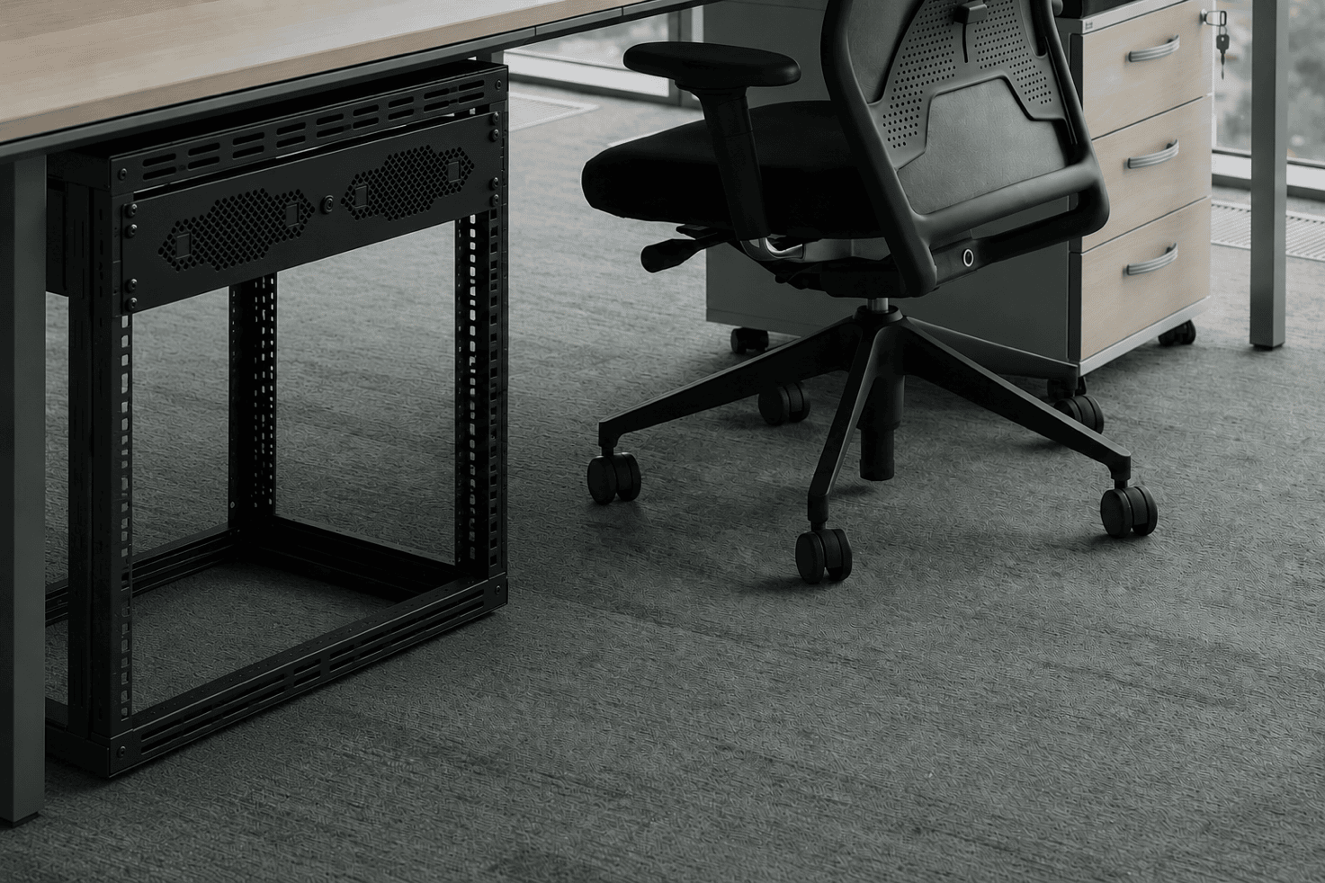 Attorney reviewing private firm files in an office